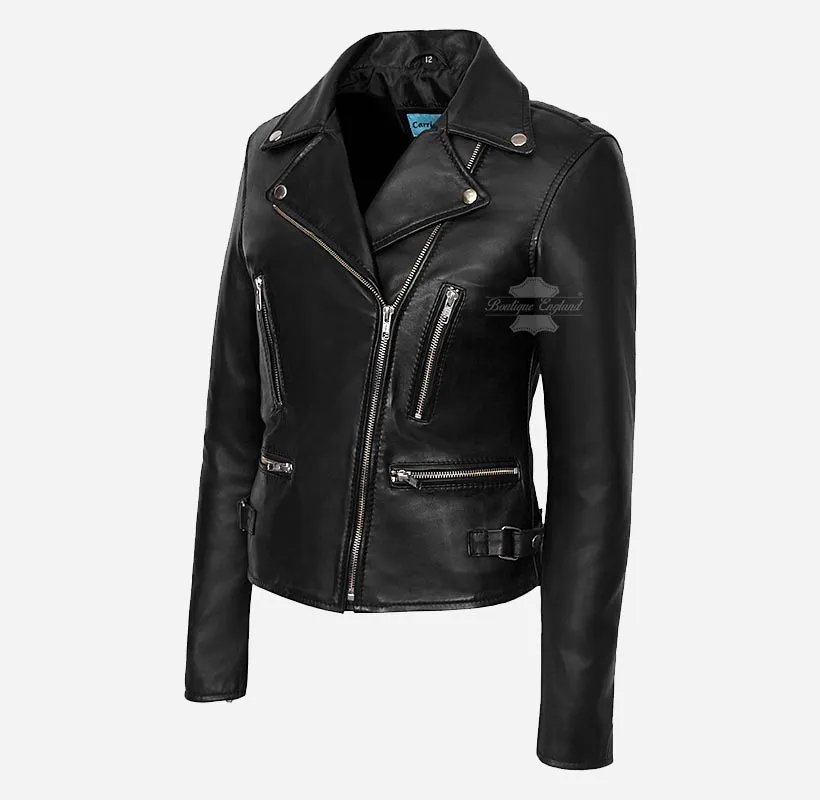 SERAPH Ladies Leather Jacket Biker Style Fashion Leather Jacket