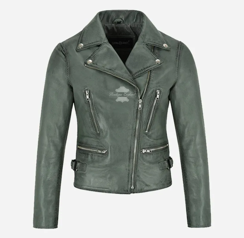 SERAPH Ladies Leather Jacket Biker Style Fashion Leather Jacket