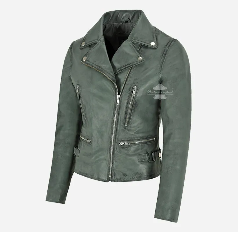 SERAPH Ladies Leather Jacket Biker Style Fashion Leather Jacket