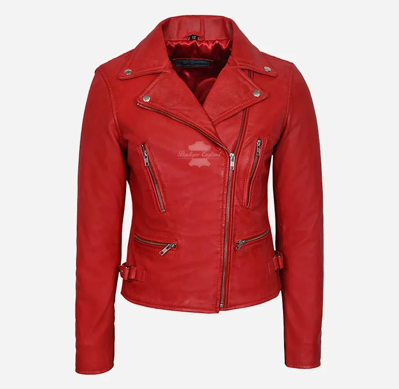 SERAPH Ladies Leather Jacket Biker Style Fashion Leather Jacket