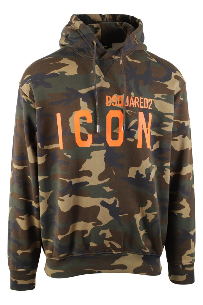 Sudadera camuflada con maxilogo naranja 