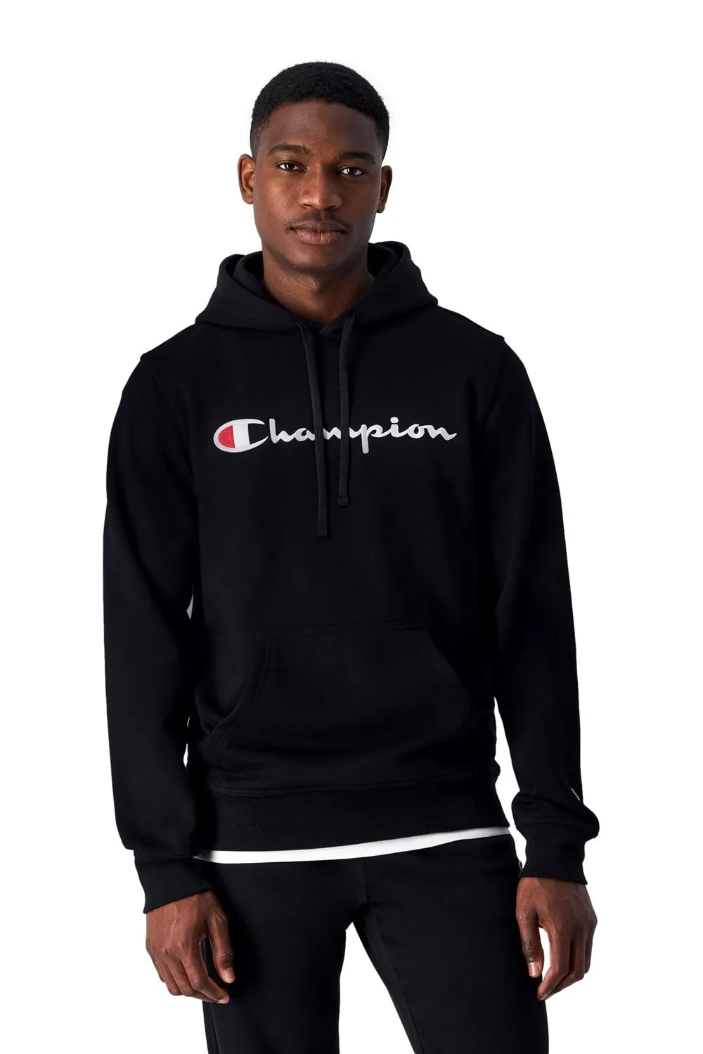 Sudadera champion negra embroidered logo hooded sweatshirt