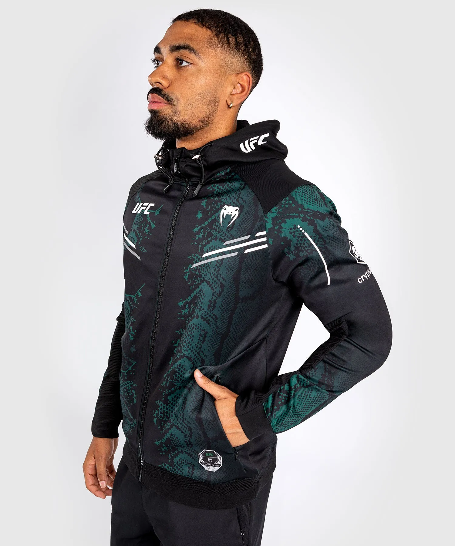 UFC Adrenaline by Venum Authentic Fight Night Sudadera con capucha para Hombre - Emerald Edition - Verde/Negro