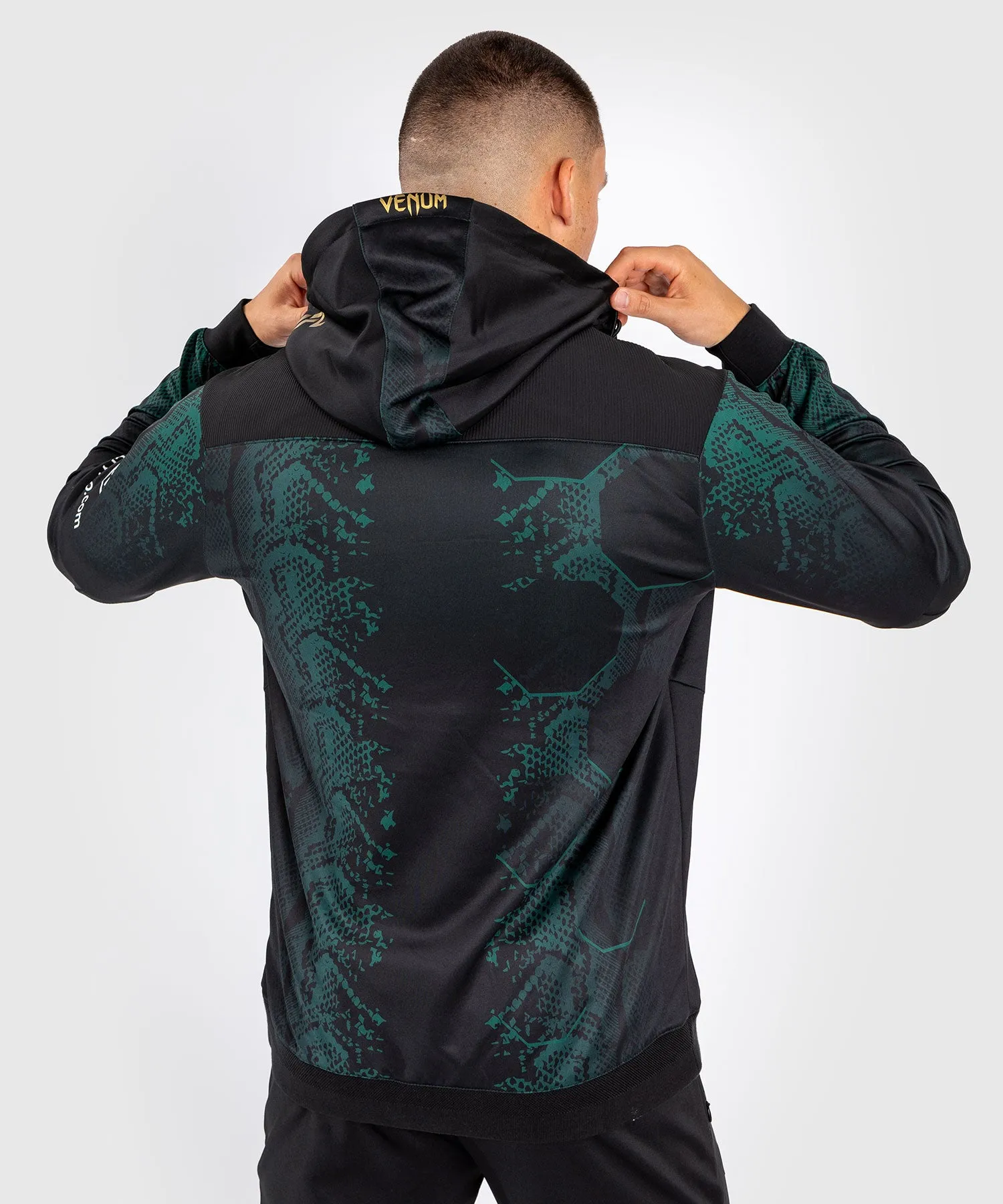 UFC Adrenaline by Venum Authentic Fight Night Sudadera con capucha para Hombre - Emerald Edition - Verde/Negro/Dorado