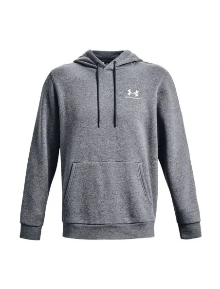 UNDER ARMOUR Sudadera Essential Fleece Hoodie Hombre Pitch Gray Medium Heather/White