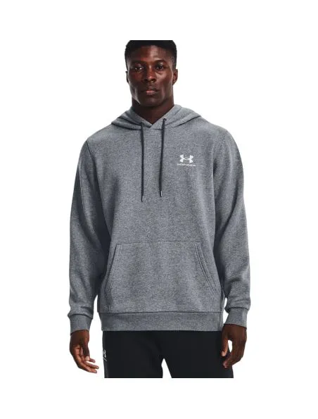 UNDER ARMOUR Sudadera Essential Fleece Hoodie Hombre Pitch Gray Medium Heather/White