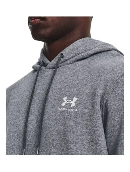 UNDER ARMOUR Sudadera Essential Fleece Hoodie Hombre Pitch Gray Medium Heather/White