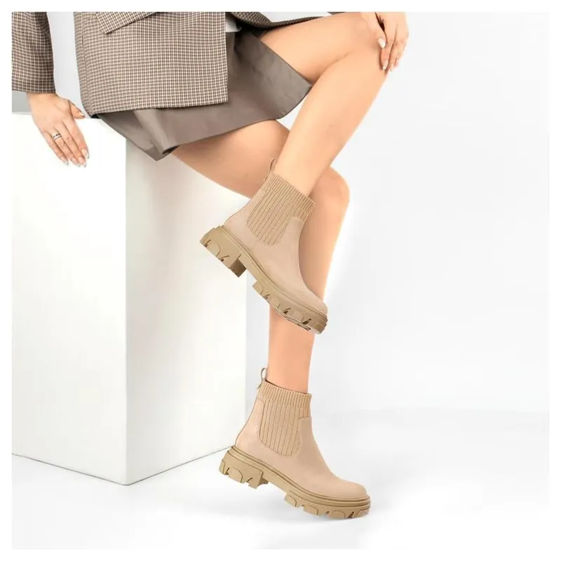 Zapatos casuales para mujeres de moda chelsea botas chelsea plataforma de combate combate elástico tacón grueso botines botines 