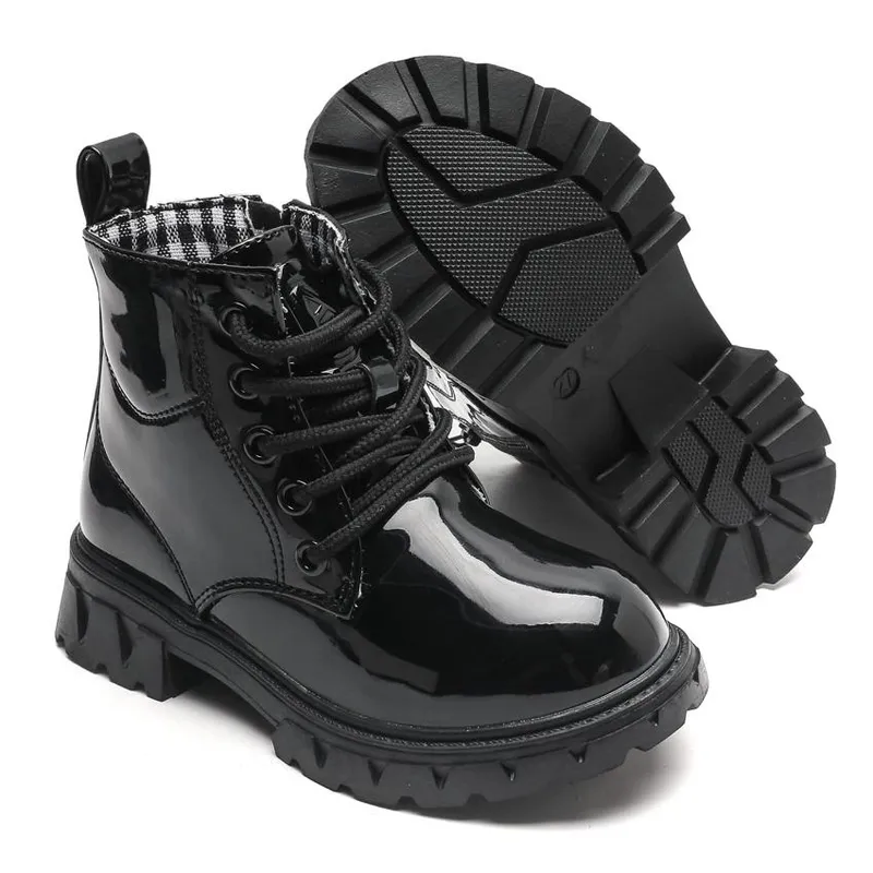 Zapatos casuales para niñas chicas chicas brillo botines botines niños conmovedor combate impermeable con cremallera para niños 