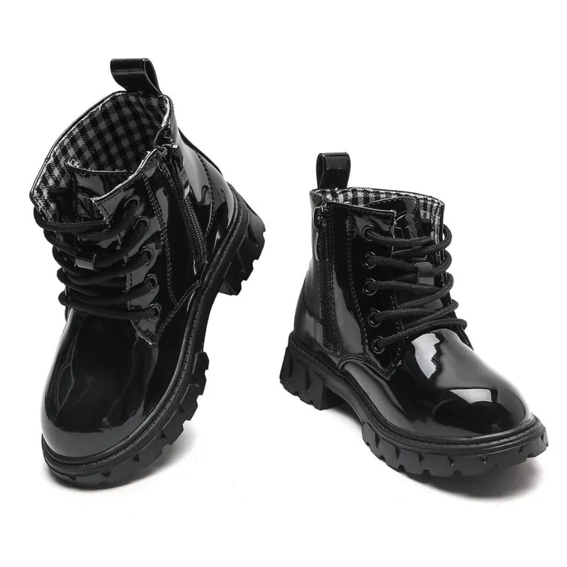 Zapatos casuales para niñas chicas chicas brillo botines botines niños conmovedor combate impermeable con cremallera para niños 