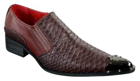 Zapatos de vaquero con punta de metal y cuero con textura de cocodrilo en color negro marrón gris para hombre